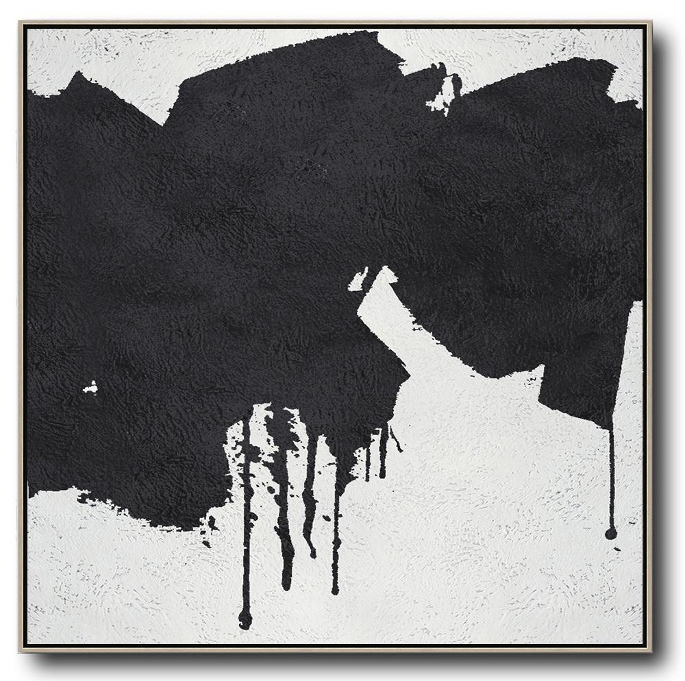 Original Artwork Extra Large Abstract Painting,Oversized Minimal Black And White Painting - Big Wall Art For Living Room